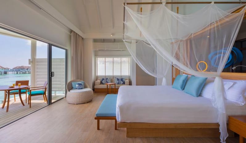 Centara Grand Island Maldives - Club Sunset Overwater Pool Villa - View from the Bedroom